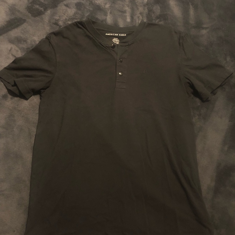 American Eagle Black Henley Shirt